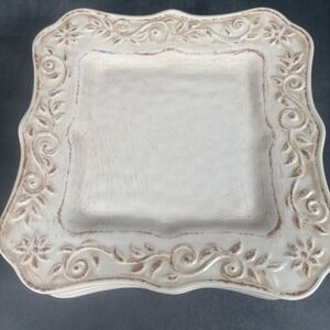 Kim Seybert Tuscan Cream Rustic Floral Melamine Dinner Plates 10.5" Set of 8